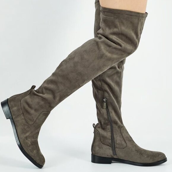 Kenneth Cole Women Medium Wind,y Over,The,Knee Boots, Dark Grey - Picture 1 of 10